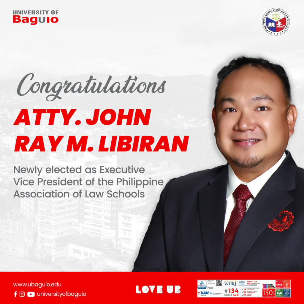 UB Congratulates SOL Dean Atty. John Ray Libiran as Newly Elected VP For LEB-PALS